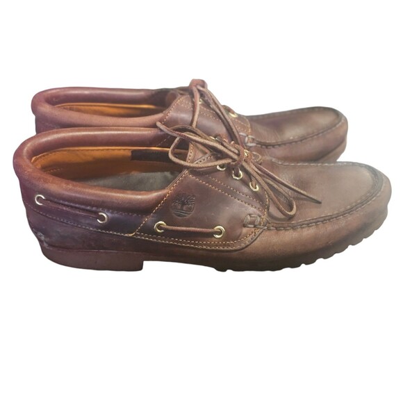 Timberland Brown Leather Heavy Duty Lug Sole Outdoor Casual Loafer Shoes Mens 15